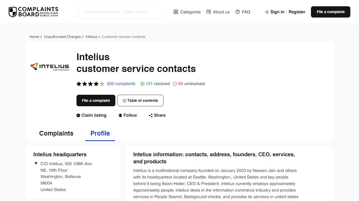 Intelius Contact Number, Email, Support, Information - Complaints Board